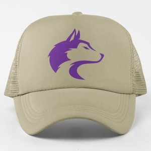 NEW Washington Huskies Dog Profile Foam Trucker Mesh Snapback Hat KHAKI